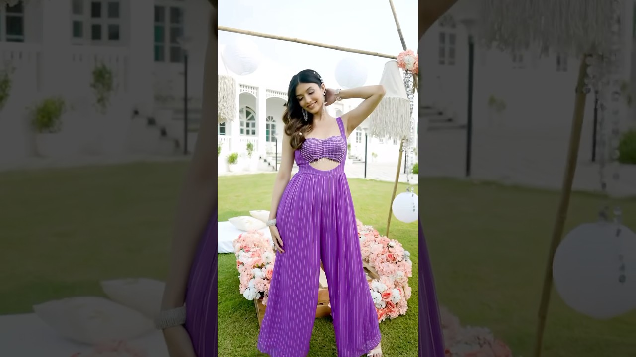 ⚠️ This purple georgette lurex jumpsuit is known to cause *serious* jaw-dropping moments!