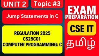 CS25C01 C Programming | Jump Statements in C | Anna University R2025