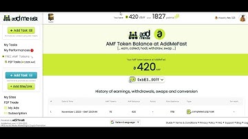 Addmefast review l convert points to AMF token l p2p task earn direct AMF