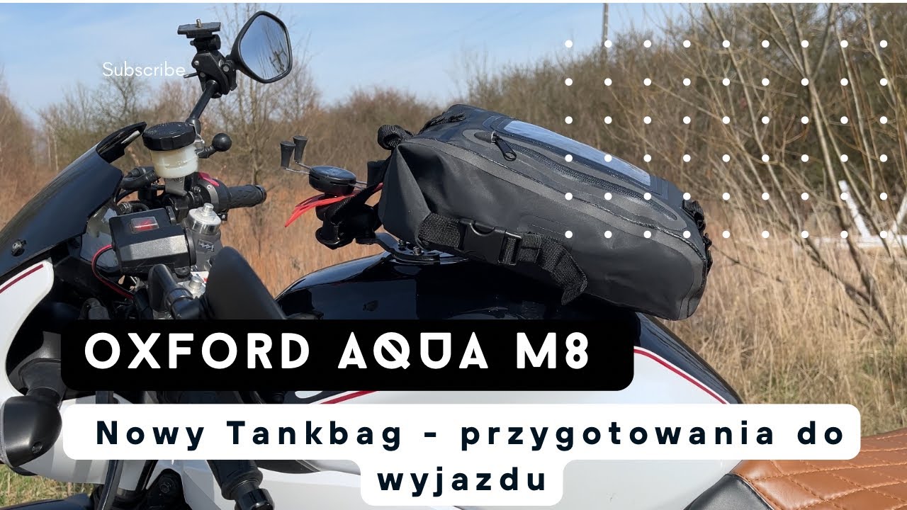 Oxford Aqua M8 Borsa Da Serbatoio Magnetica Impermeabile: Tela Cerata PVC Con Chiusura A Rotolo, Tasca Zip, Per Moto Con Serbatoio Metallico (Nero)