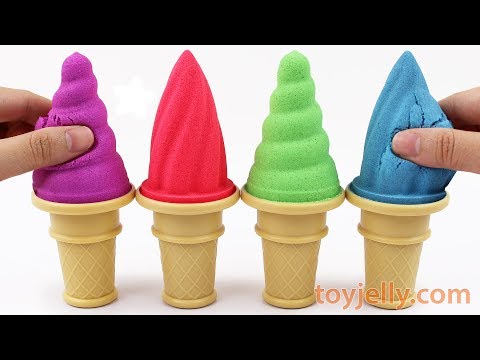 DIY How to Make Ice Cream from Kinetic Sand Learn Colors Kinder Surprise Eggs Toys Play Doh for Kids