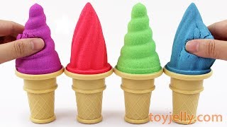 DIY How to Make Ice Cream from Kinetic Sand Learn Colors Kinder Surprise Eggs Toys Play Doh for Kids