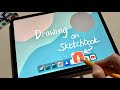 Drawing on iPad using Autodesk Sketchbook free app + cafe relaxing music