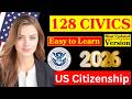 2026, Updated 128 civics questions and answers - U.S. citizenship interview I N400 Interview #n400