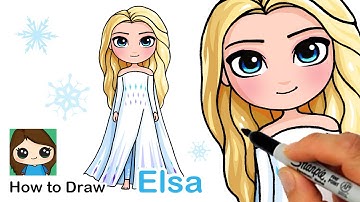 How to Draw Elsa in White Dress Hair Down | Disney Frozen