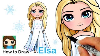 How to Draw Elsa in White Dress Hair Down | Disney Frozen screenshot 3