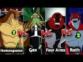 Humungosaur Vs Four Arms Vs Rath Vs Gax || Battle Comparison || Omni Venger