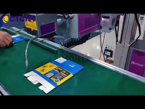 How to Mark Date and Batch Number on Film Packaging Box by CYCJET CO2 Fly Laser Coding Machine
