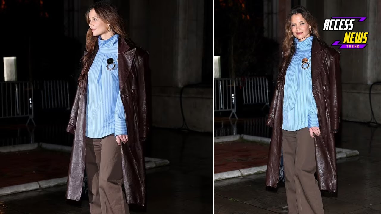 Katie Holmes Slays Paris Fashion Week in Chic Leather Look ✨👗 | From Broadway to Paris!