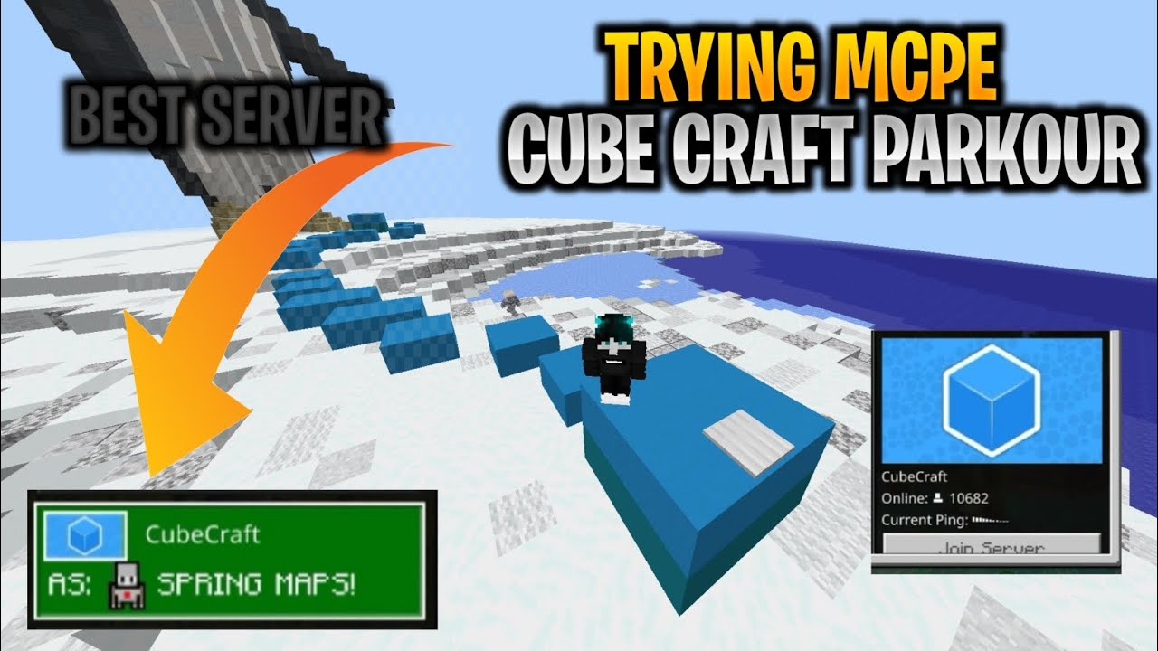 TRYING MCPE CUBE CRAFT PARKOURS|| BEST SERVER FOR PARKOUR AND PVP - YouTube
