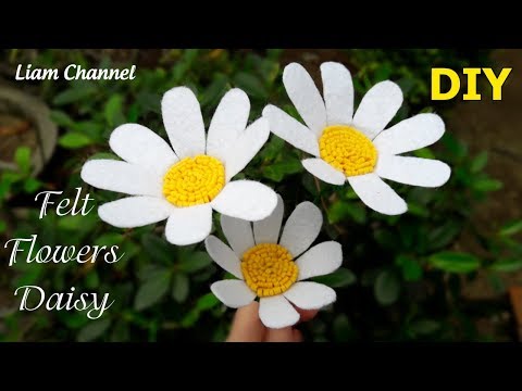 Video DIY How to make Felt Flowers Daisy | Cách làm Hoa Cúc... - youtube