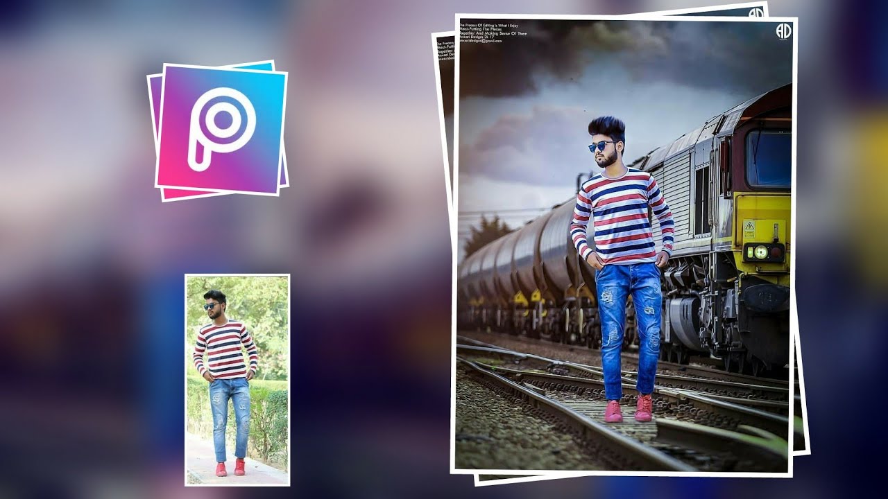 PicsArt Train+Boy Background Manipulation change Manipulation Editing !  Alone boy photo Editing - YouTube