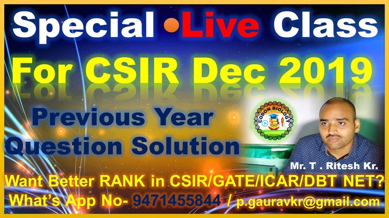 CSIR Previous Year Question Solution - YouTube