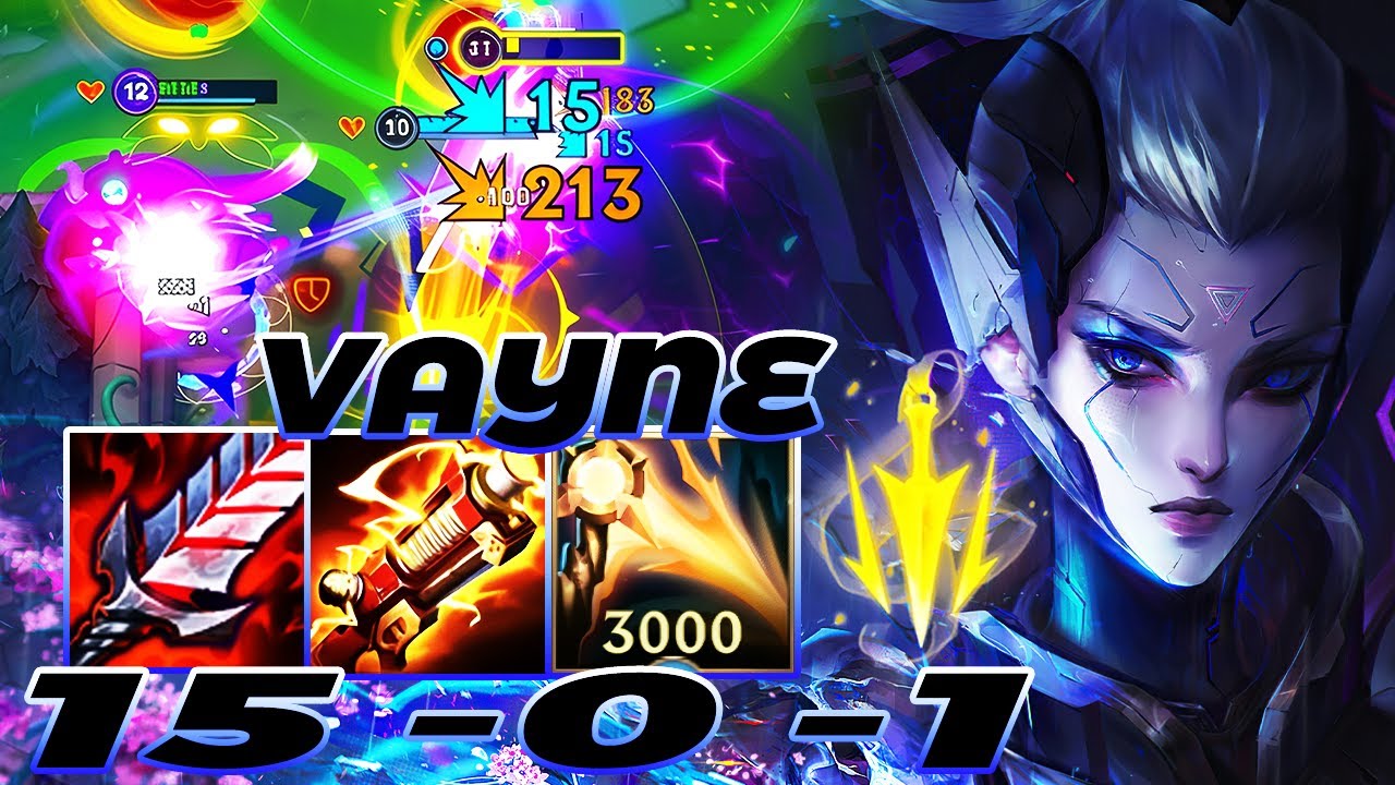 WILD RIFT VAYNE ADC GAMEPLAY | 15 -0 -1 MVP | VAYNE BUILD RUNES