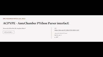 ACPYPE - AnteChamber PYthon Parser interfacE | RTCL.TV