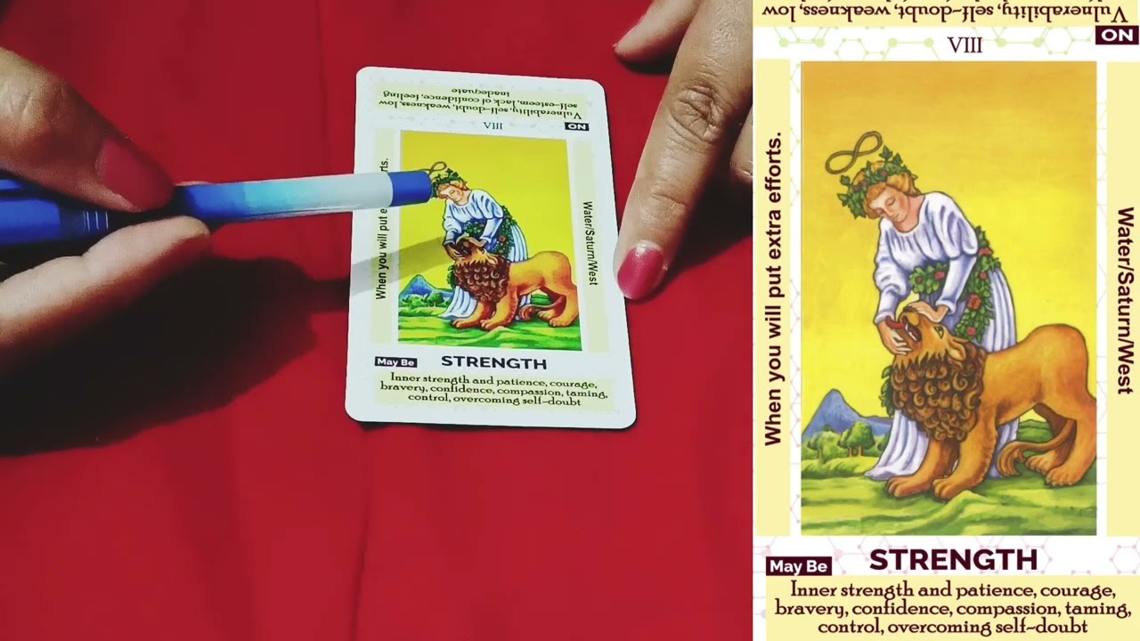 The Strength card in Tarot. Learn tarot reading in hindi