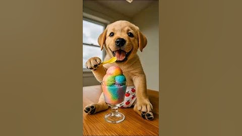 The dog ate ants along with ice cream #shorts #ai #dog #puppy #icecream