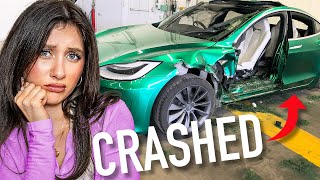 My FIRST CAR ACCIDENT! 😢**3 Teslas Crash**