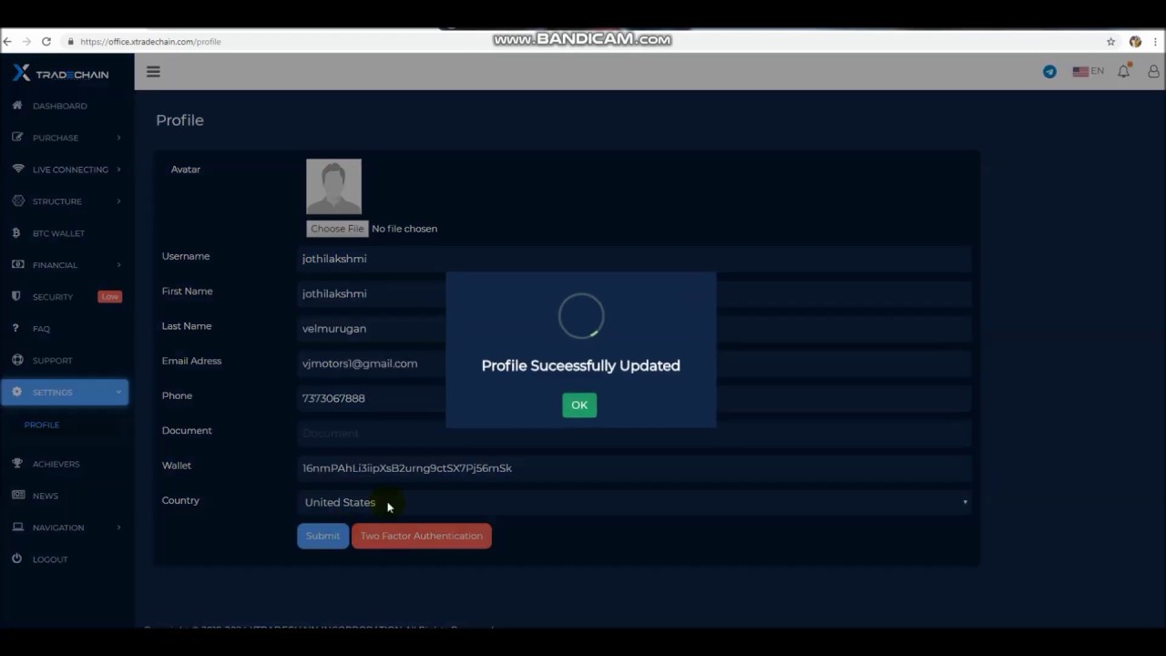 Add other wallet address in xtradechain to withdraw - YouTube