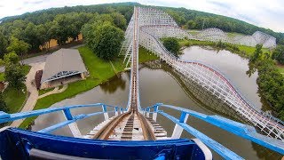 Great American Scream Machine Wooden Roller Coaster at Six Flags Over Georgia 4K POV