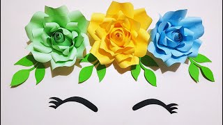 عمل ورد كبير من الورق الملون للديكورات والزينة, How to make a paper flower