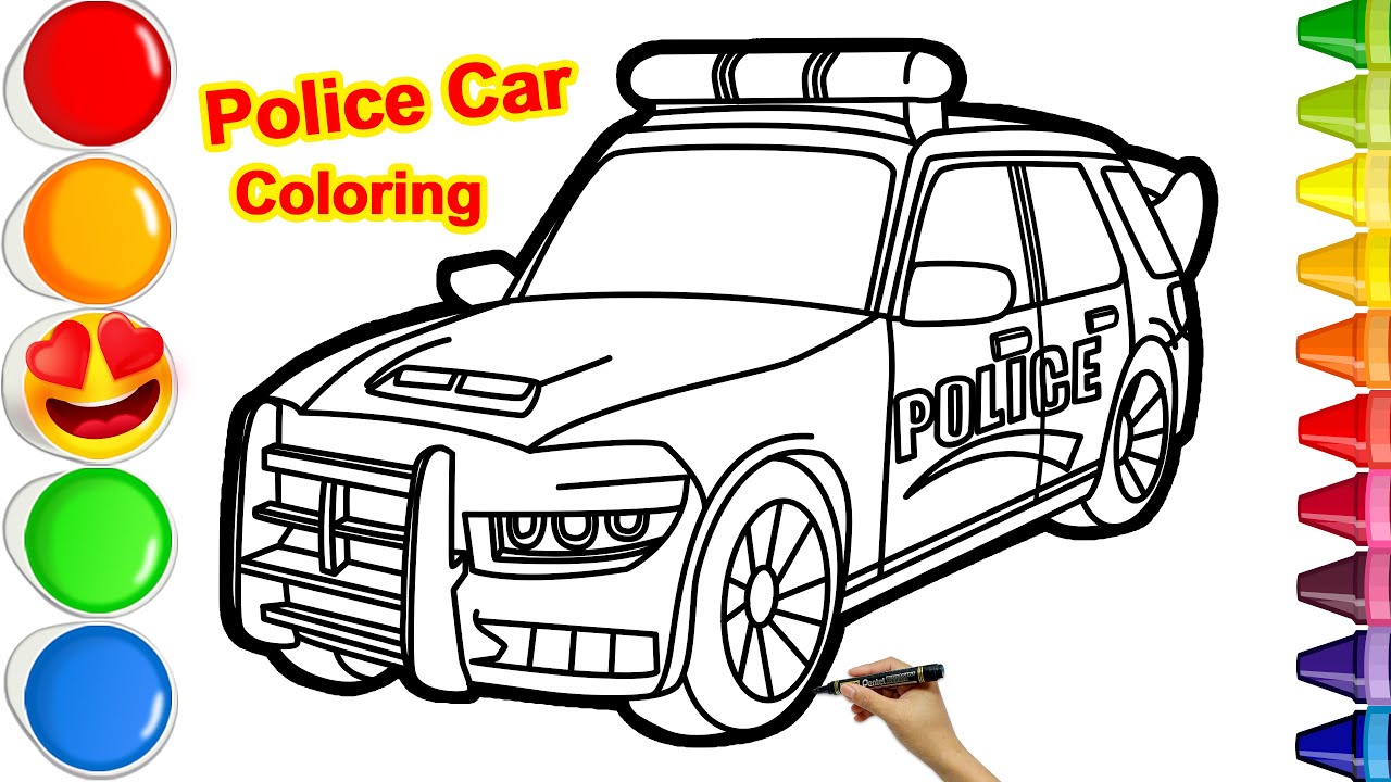 🚓🌈ЛЕГКИЙ урок по раскраске полицейской машины, раскрашиваем цвета, рисуем и раскрашиваем полицейс...