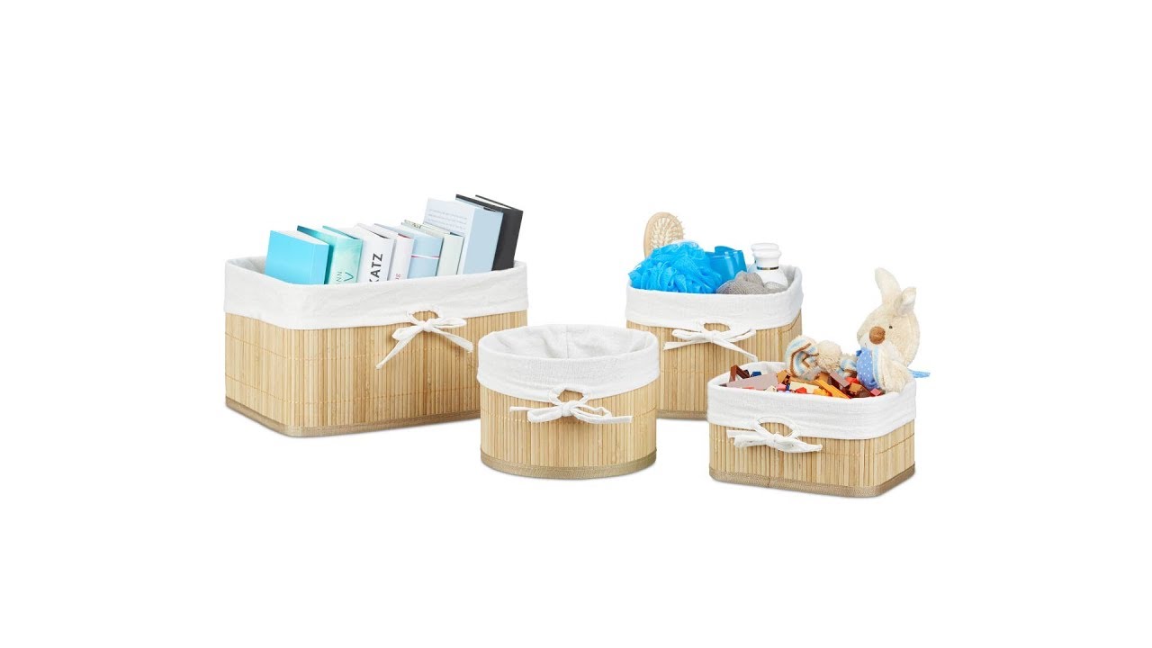 Aufbewahrungskörbe 4er Set Bambus - YouTube