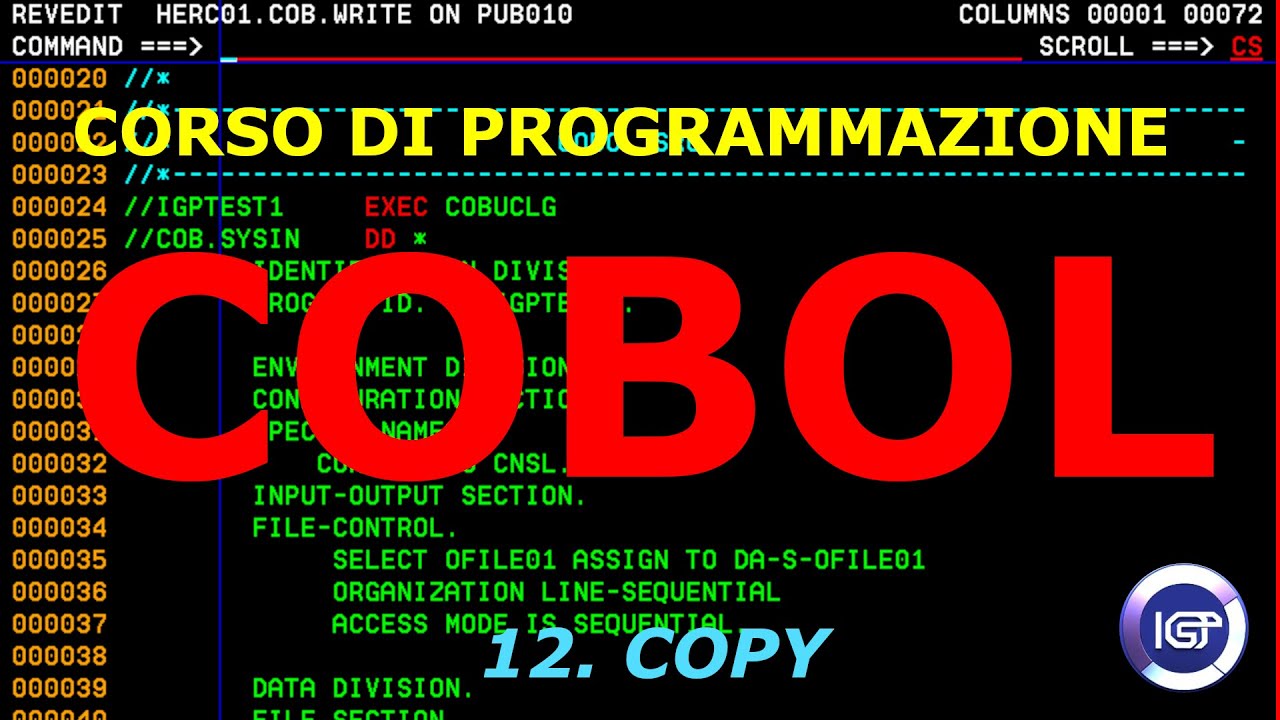 Corso di COBOL - 12: L'istruzione COPY - YouTube