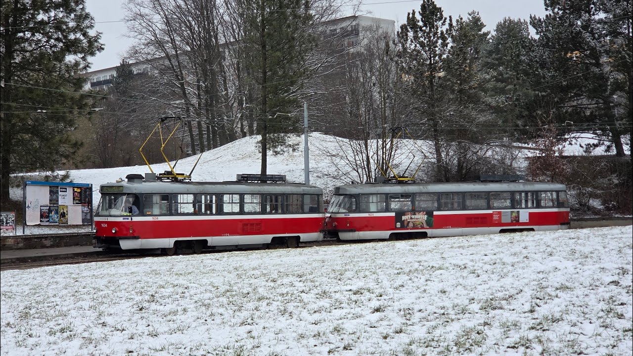 Jízda soupravou tramvají T3G 1634+1631 na lince 9 směr Juliánov