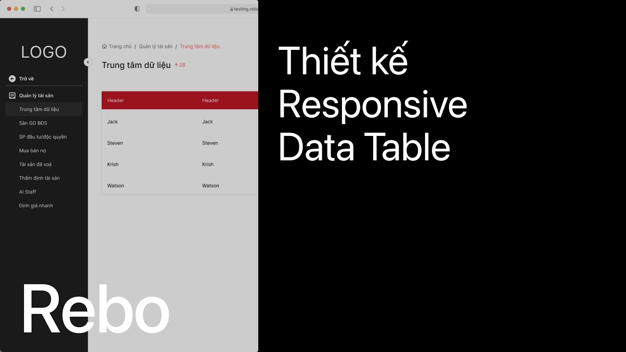 Thiết kế Website Responsive Data Table - YouTube