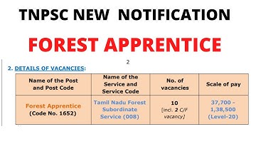 TNPSC LATEST NEW NOTIFICATION | FOREST APPRENTICE |