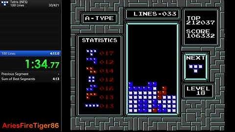 Tetris (NES) - 100 Lines speedrun in 4:10