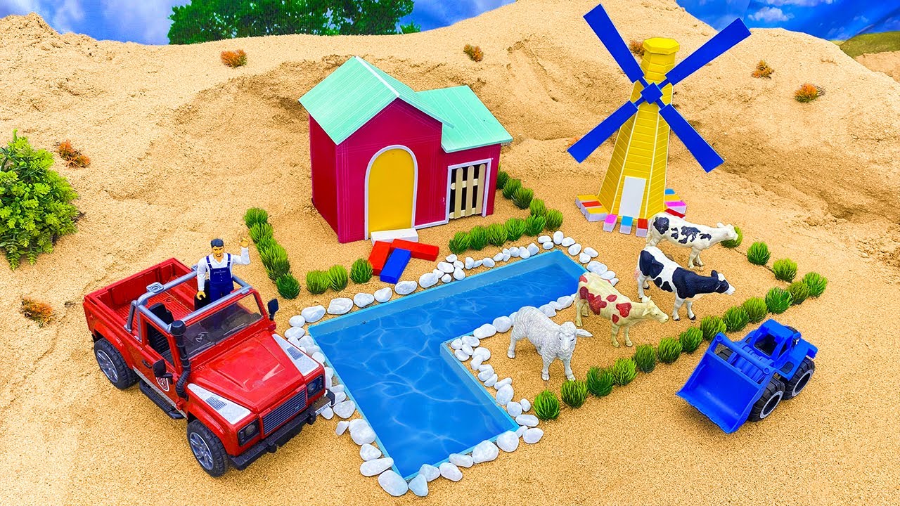 🌱 5 Minutes Challenge: Build a Mini Farm from A to Z | Mini Hand Pump Supply Water Pool for Animal