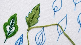 very easy hand embroidery design: different types of leafs | 8 different types of leafs embroidery screenshot 4