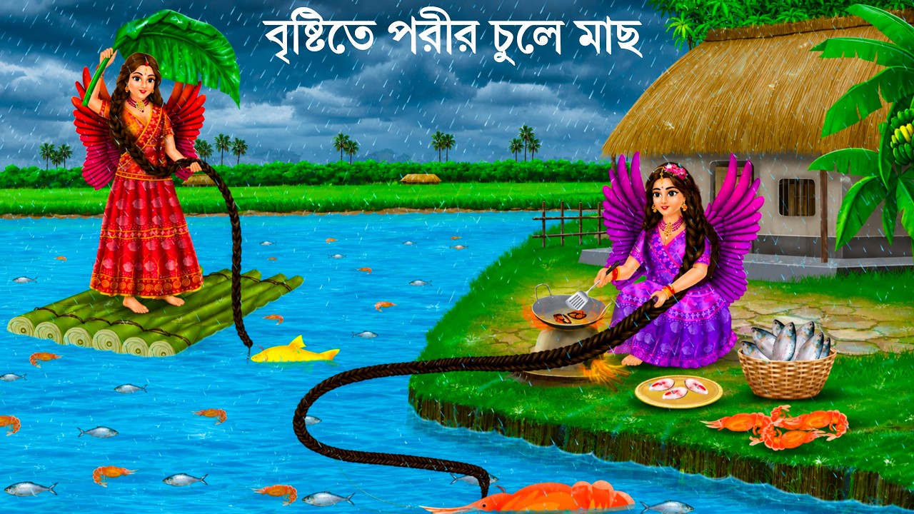 বৃষ্টিতে পরীরা চুল দিয়ে মাছ ধরে | Rupkothar Golpo | CHUL O BRISTI PORI | Bengali Fairy Tales Cartoon