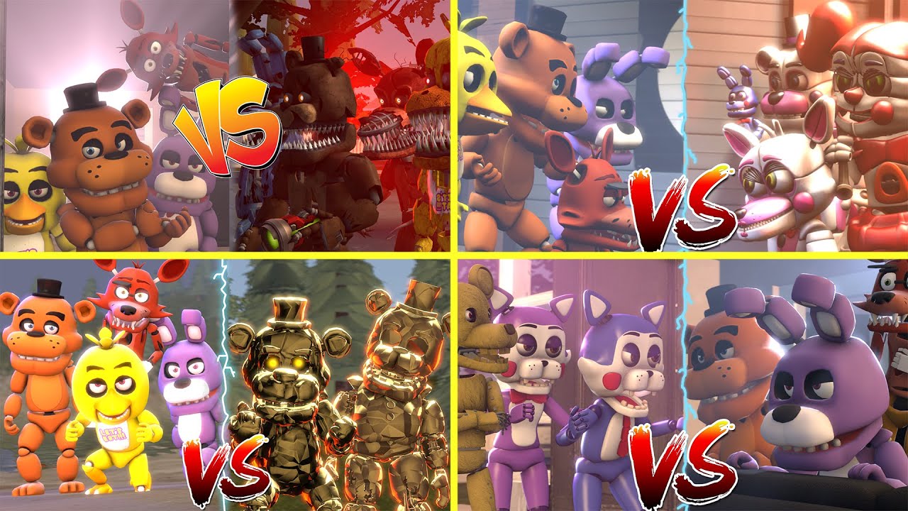 [SFM FNaF] Top 5 Security Breach FURY'S RAGE VS Fights WITH Healthbars