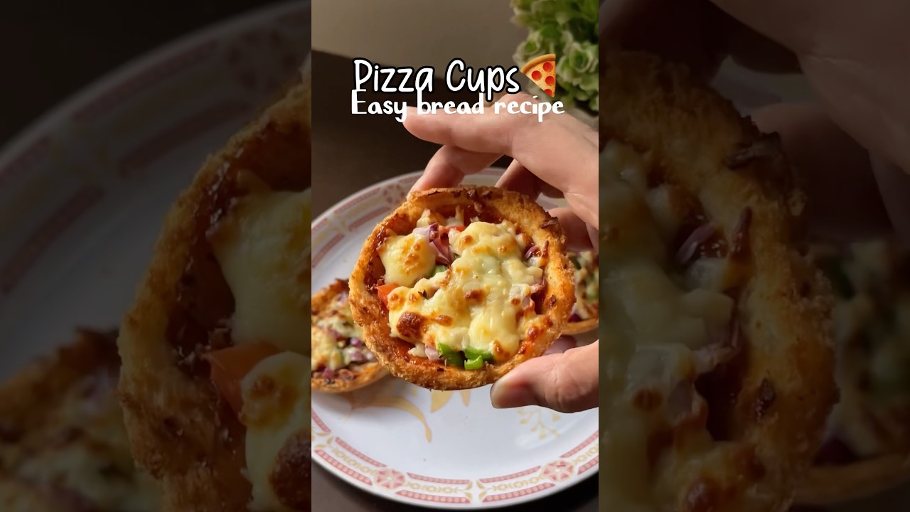 Easy bread recipe 😍 pizza cups 🍕 