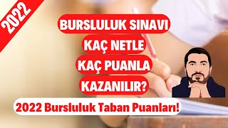 2022 Bursluluk Sınavı Kaç Netle Kaç Puanla Kazanılır? 2022 Bursluluk Taban Puanları