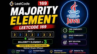 LeetCode 169 | Majority Element | Moore's Voting Algorithm in Java  | O(n) Time