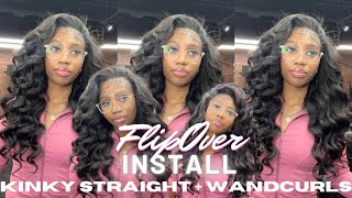 HOW TO: FLIPOVER QUICKWEAVE + WAND CURLS | Kinky Straight Bundles