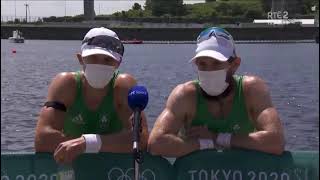 Irish Rowers post race interview after winning gold medal - Tokyo 2020 (RTE)