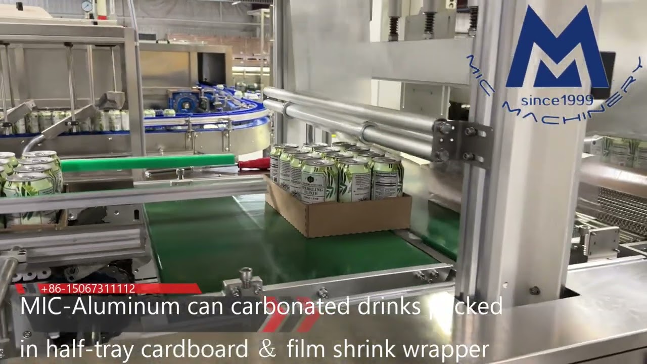 Automatic half tray cardboard and film shrink wrapping machine