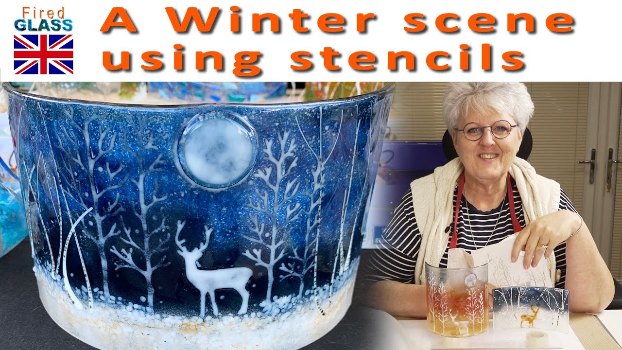 Winter scene using stencils