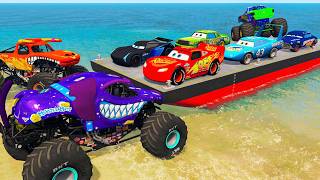 Big High Ramp Jumps | Mcqueen Vs Police Supercar Vs Monster Trucks! - BeamNG #73 screenshot 4