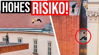 Irrer Backflip Von Dach Zu Dach Gefährliche Flucht Vom Hausdach Parkour In Wien 