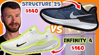 I Like The Cheaper Shoe | Nike Infinity 4 vs Structure 25 | Light Stability Running Shoe Comparison