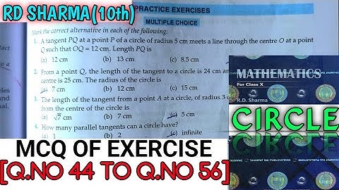 RD SHARMA CLASS 10 CIRCLE MCQ OF EXERCISE  [Q.NO-44 TO 56] MATH FEAR | CHAPTER 8 |CBSE