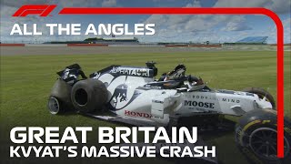 Daniil Kvyats Massive Crash - All The Angles 2020 British Grand Prix