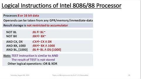 Logical, Data Shift and Rotate instructions of 8086 Processor