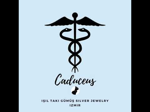 Tıp sağlık sembolü Kaduse Kolye Healing Medical Symbol Caduceus Hermes Sword  Staff and Snake
